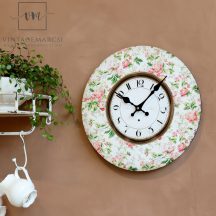 Vintage Francia Virágos Óra - 34 cm.