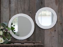 Vintage Krém "Fonott Szélű" Tükör  - 29 cm.