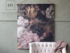 Vintage "Paris floral" Akasztható Fali Kép - 145 cm.