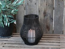 Vintage Fekete Rattan Lámpás - 25 cm.