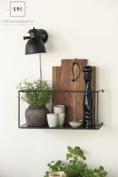 Vintage Fém "Brooklyn" Fali Polc Fa Lappal - 55 cm.