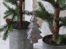   Antik Ezüst "Karácsonyfa" Akasztható Dísz - 12 cm.