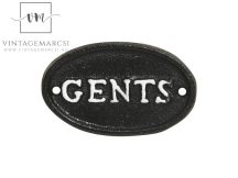 Antik Fekete "Gents" Fém Tábla - 9,5 cm.