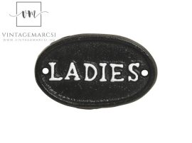 Antik Fekete "Ladies" Fém Tábla - 9,5 cm.