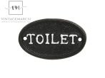 Antik Fekete "Toilet" Fém Tábla - 9,5 cm.