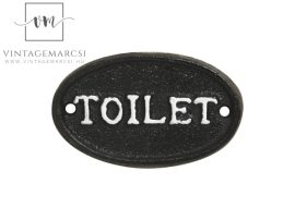 Antik Fekete "Toilet" Fém Tábla - 9,5 cm.
