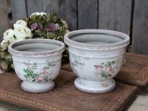   Vintage "Toulouse" Fukszia Rózsa Talpas Virágcserép - 17,5 cm.