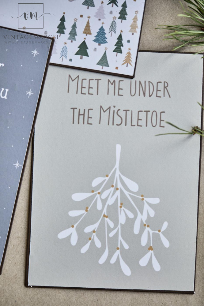 Vintage "Meet Me Under The Mistletoe" Fém Tábla