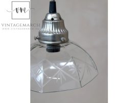 Vintage Vésett Üveg Búrás Mennyezeti Lámpa - 17 cm.