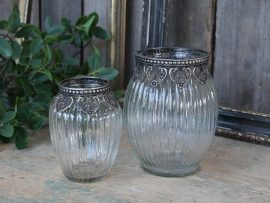 Vintage Vázs Fém Dekorációval - 14 cm.